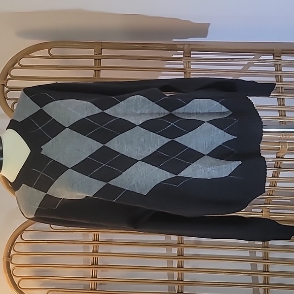 Pronto-Uomo XLT 50%Merino Wool argyle sweater Men's black grey lt blue - Picture 1 of 10